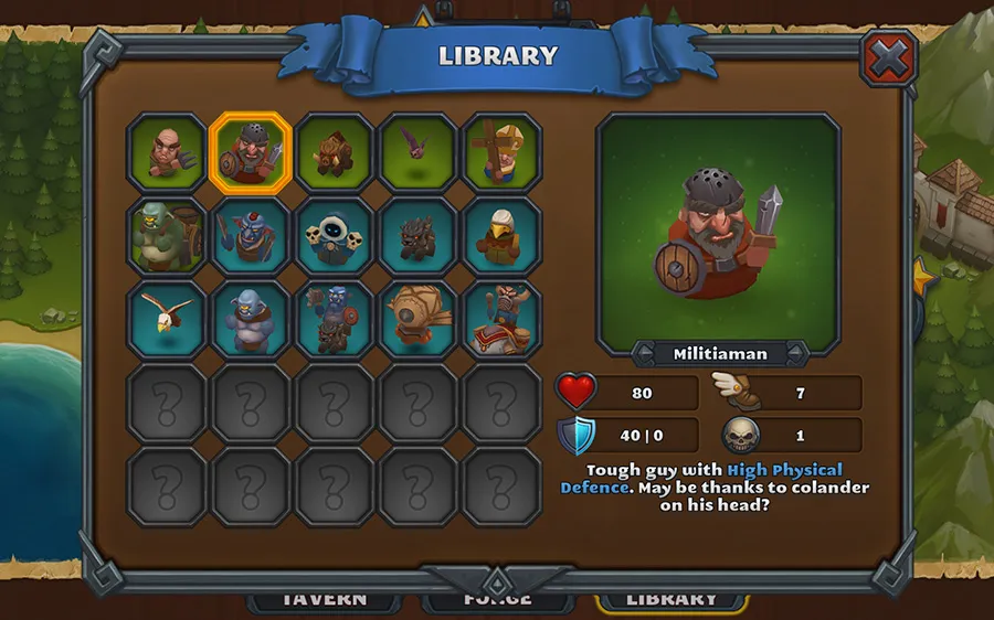 Ember Guards units screen